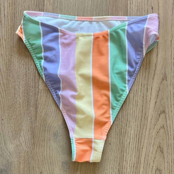 Collusion Multi Colour Bikini High Waist Bottoms, 1 Strap Top Sz: fits like XXS - Picture 9 of 13